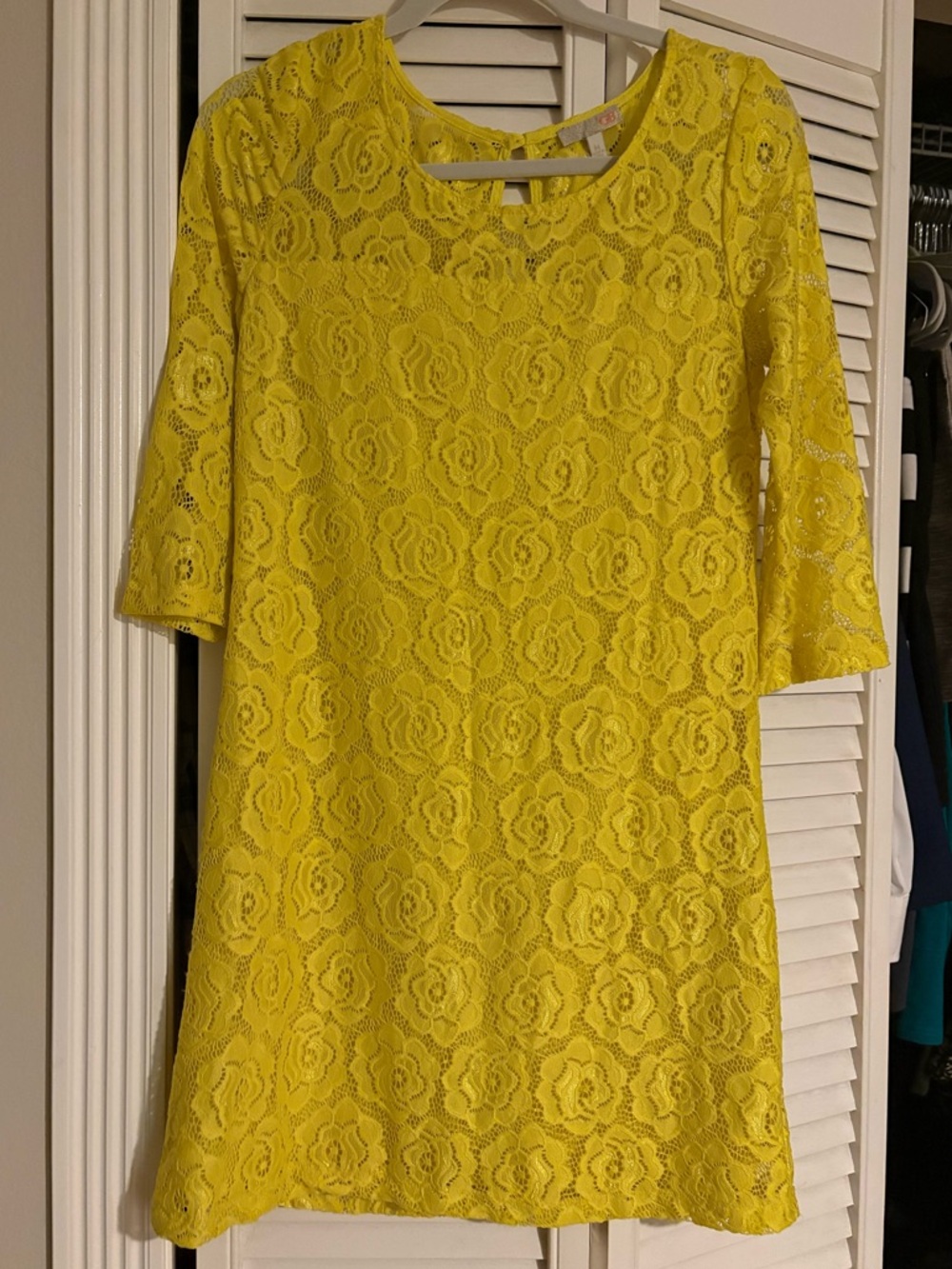 Gianni Bini Yellow Lace Shift Dress - Women